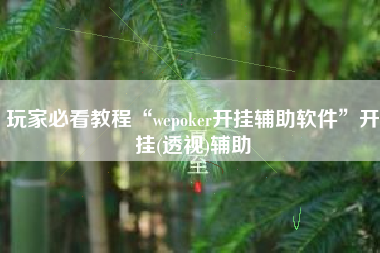 玩家必看教程“wepoker开挂辅助软件”开挂(透视)辅助
