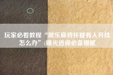 玩家必看教程“微乐麻将怀疑有人开挂怎么办”(曝光透视必备猫腻