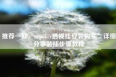 推荐一款“wepoker透视挂安装购买	”详细分享装挂步骤教程