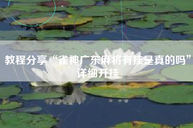 教程分享“雀神广东麻将有挂是真的吗”详细开挂