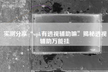 实测分享“wpk有透视辅助嘛	”揭秘透视辅助万能挂