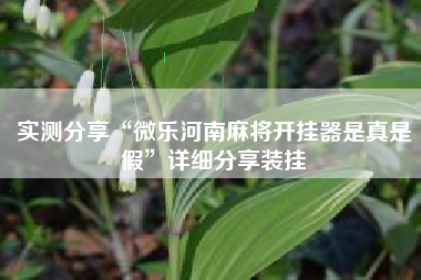 实测分享“微乐河南麻将开挂器是真是假”详细分享装挂