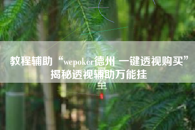 教程辅助“wepoker德州 一键透视购买”揭秘透视辅助万能挂