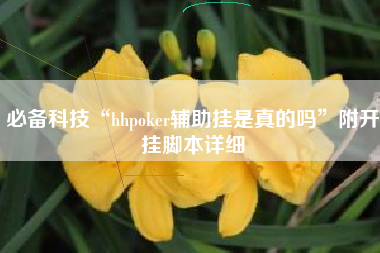 必备科技“hhpoker辅助挂是真的吗”附开挂脚本详细