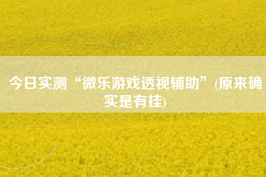 今日实测“微乐游戏透视辅助”(原来确实是有挂)