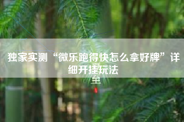 独家实测“微乐跑得快怎么拿好牌	”详细开挂玩法