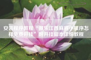 安装程序教程“微乐江西麻将小程序怎样免费开挂”附开挂脚本详细教程