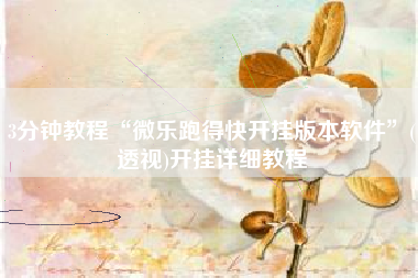 3分钟教程“微乐跑得快开挂版本软件”(透视)开挂详细教程