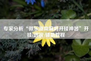 专家分析“微乐湖南麻将开挂神器”开挂(透视)辅助教程