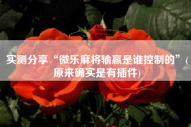 实测分享“微乐麻将输赢是谁控制的”(原来确实是有插件)