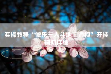 实操教程“微乐三人斗地主透视	”开挂辅助详细