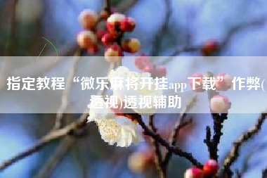 指定教程“微乐麻将开挂app下载	”作弊(透视)透视辅助