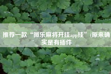 推荐一款“微乐麻将开挂app挂”(原来确实是有插件