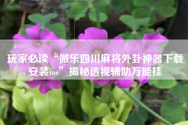 玩家必读“微乐四川麻将外卦神器下载安装ios”揭秘透视辅助万能挂