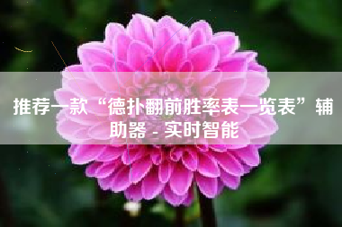 推荐一款“德扑翻前胜率表一览表”辅助器 - 实时智能