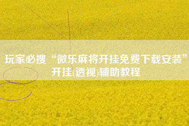 玩家必搜“微乐麻将开挂免费下载安装”开挂(透视)辅助教程