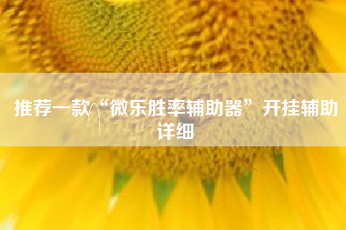 推荐一款“微乐胜率辅助器	”开挂辅助详细