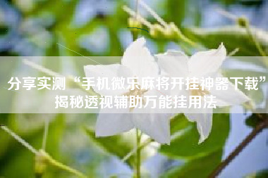 分享实测“手机微乐麻将开挂神器下载	”揭秘透视辅助万能挂用法