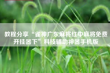 教程分享“雀神广东麻将红中麻将免费开挂器下	”科技辅助神器手机版