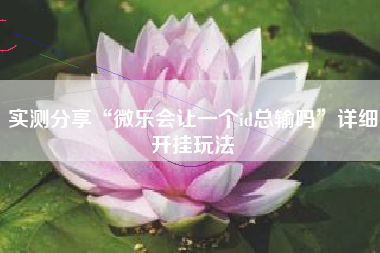 实测分享“微乐会让一个id总输吗”详细开挂玩法