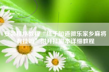 安装程序教程“终于知道微乐家乡麻将有挂吗”附开挂脚本详细教程