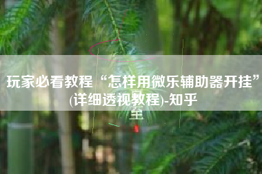 玩家必看教程“怎样用微乐辅助器开挂”(详细透视教程)-知乎