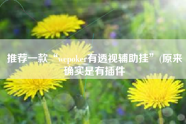 推荐一款“wepoker有透视辅助挂	”(原来确实是有插件