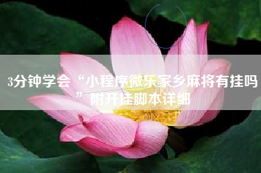 3分钟学会“小程序微乐家乡麻将有挂吗”附开挂脚本详细