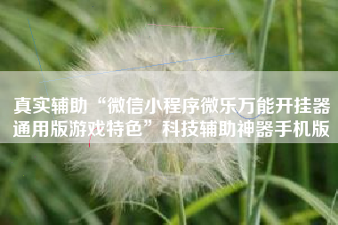 真实辅助“微信小程序微乐万能开挂器通用版游戏特色”科技辅助神器手机版