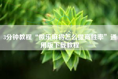 3分钟教程“微乐麻将怎么提高胜率	”通用版下载教程