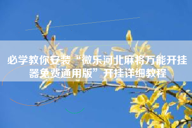 必学教你安装“微乐河北麻将万能开挂器免费通用版”开挂详细教程