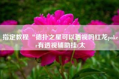 指定教程“德扑之星可以透视吗红龙poker有透视辅助挂(太