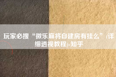 玩家必搜“微乐麻将自建房有挂么”(详细透视教程)-知乎