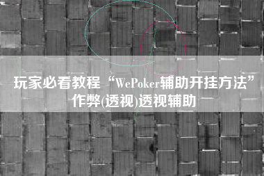 玩家必看教程“WePoker辅助开挂方法”作弊(透视)透视辅助
