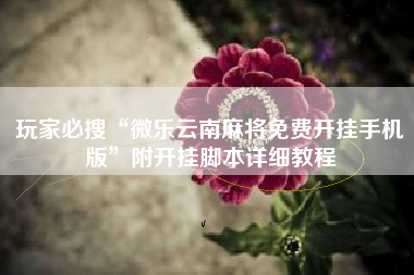 玩家必搜“微乐云南麻将免费开挂手机版”附开挂脚本详细教程