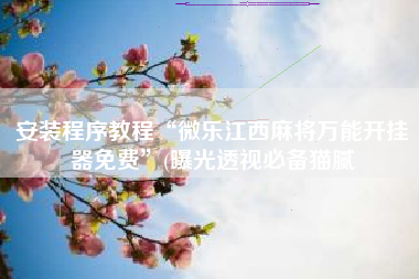 安装程序教程“微乐江西麻将万能开挂器免费	”(曝光透视必备猫腻