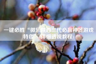 一键必胜“微乐陕西三代必赢神器游戏特色	”(详细透视教程)