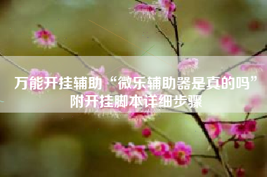 万能开挂辅助“微乐辅助器是真的吗	”附开挂脚本详细步骤