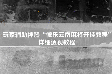 玩家辅助神器“微乐云南麻将开挂教程”详细透视教程