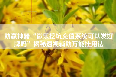 助赢神器“微乐挖坑充值系统可以发好牌吗	”揭秘透视辅助万能挂用法
