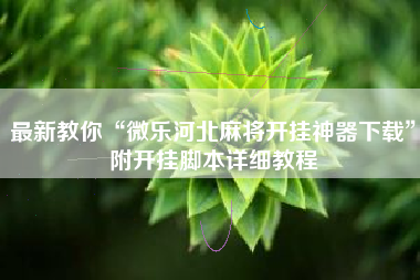 最新教你“微乐河北麻将开挂神器下载	”附开挂脚本详细教程