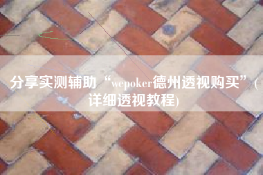 分享实测辅助“wepoker德州透视购买”(详细透视教程)