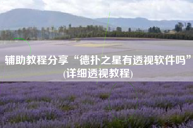 辅助教程分享“德扑之星有透视软件吗	”(详细透视教程)