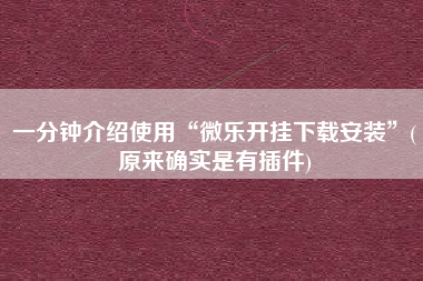一分钟介绍使用“微乐开挂下载安装”(原来确实是有插件)