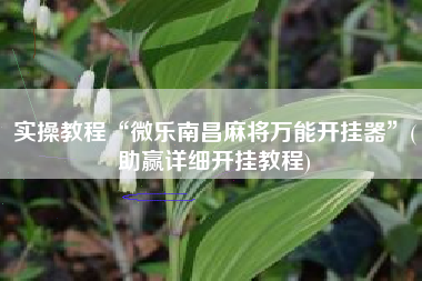 实操教程“微乐南昌麻将万能开挂器	”(助赢详细开挂教程)
