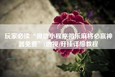 玩家必读“微信小程序微乐麻将必赢神器免费	”(透视)开挂详细教程