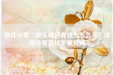 软件分享“微乐麻将有挂么怎么买”详细分享装挂步骤教程