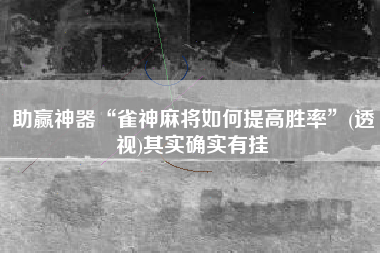 助赢神器“雀神麻将如何提高胜率”(透视)其实确实有挂