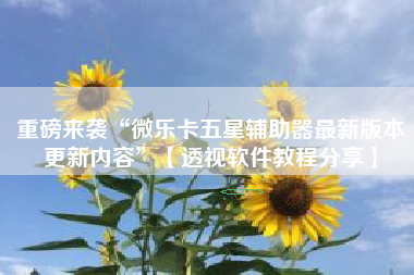 重磅来袭“微乐卡五星辅助器最新版本更新内容”【透视软件教程分享】