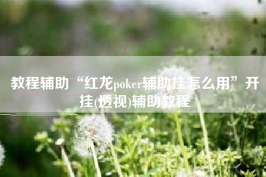 教程辅助“红龙poker辅助挂怎么用	”开挂(透视)辅助教程